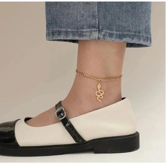 Gold Snake Anklet Bracelet - Picture 1 of 8